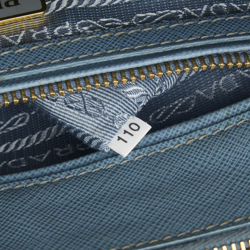 PRADA Blue Leather Saffiano Shoulder Bag - Picture 13 of 14
